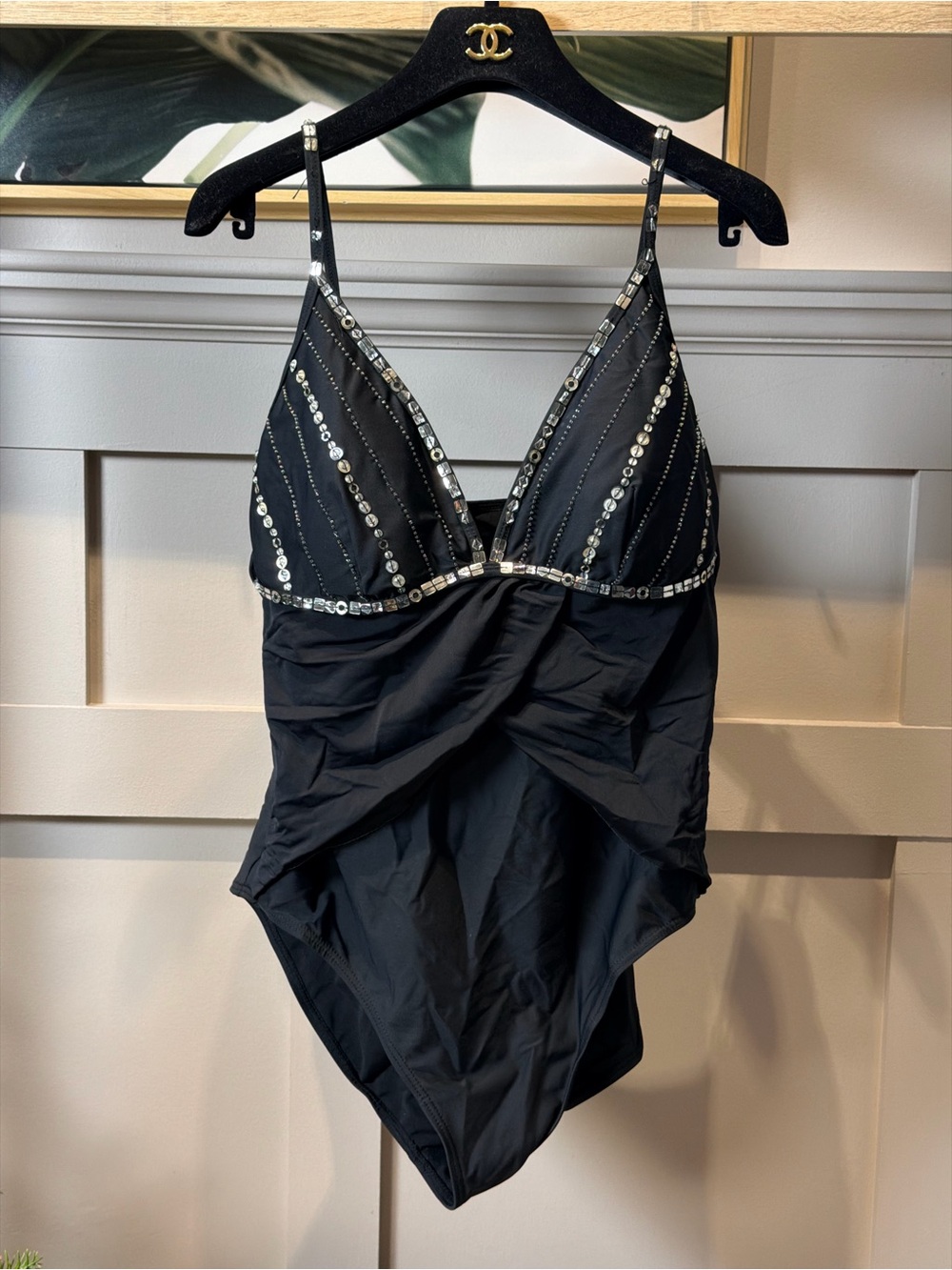 Fanta Sizer Black Embellished One-Piece Swimsuit 12